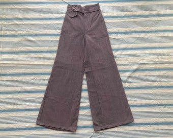 24" 70s Super Wide Leg Brushed Cotton Pants Muted Purple Mini Pocket Elephant Bells Bell Bottom Flares XS 1970s 1960s