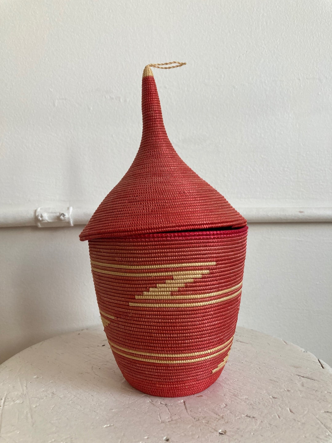 Vintage Sweetgrass Basket Red With Lid Sweet Grass Charleston Etsy