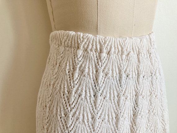 Vintage White Cotton Crochet Skirt Midi Length Cr… - image 6
