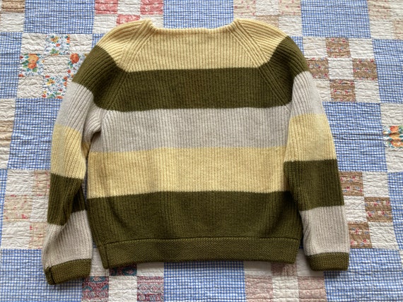 60s Austrian Wool Sweater Wide Stripes Geometric … - image 5