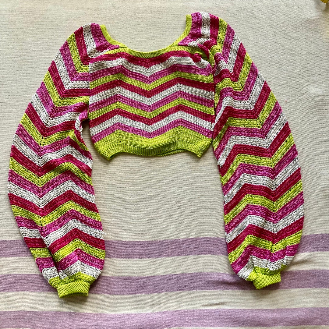 Vintage Reverse Seam Roll Trim V Neck Drop Shoulder Balloon Sleeve Sweater