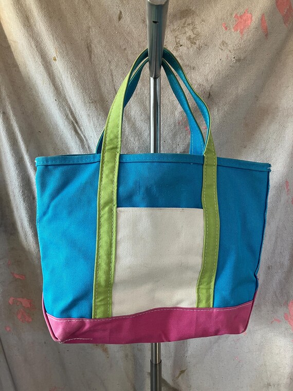 Custom LL Bean Boat & Tote Color Block Canvas Bag… - image 2