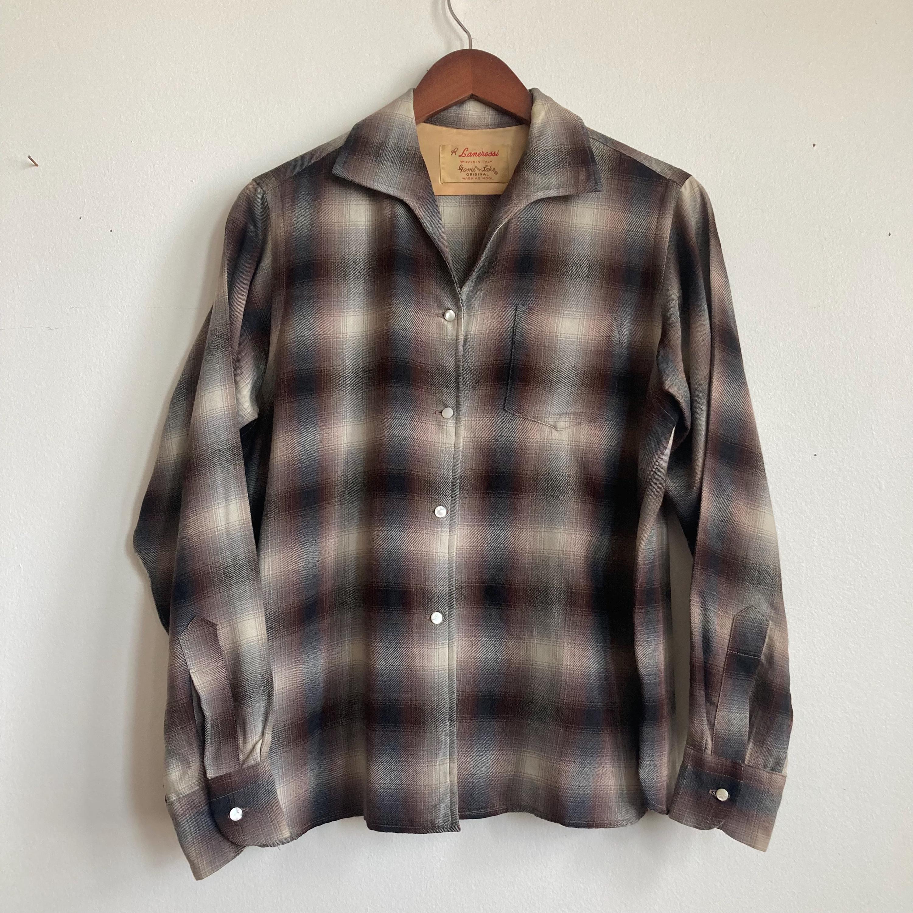 50s Shadow Plaid Button Down Rayon/wool Blend Button-up 50s Shadow Plaid Button Down Rayon/wool Blend Button-up