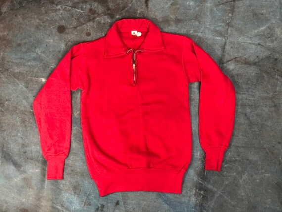 S Deadstock 50s Cotton Red Quarter Sip Sweatshirt