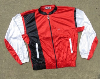 Veste de survêtement fila en nylon color block L des années 70, fabriquée en Italie, survêtement d'échauffement, créateur italien des années 70, 80, 80