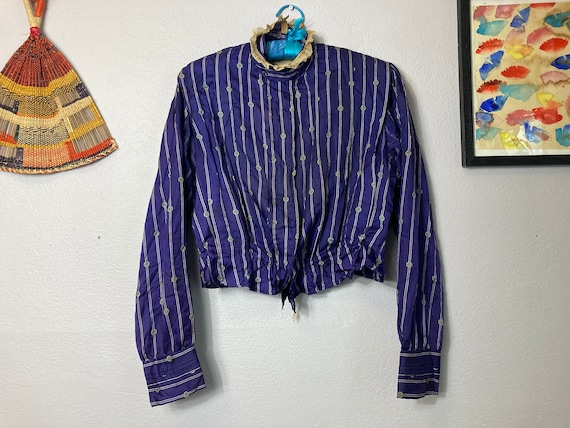 Early 1900's Edwardian Silk Bodice Jacket Purple … - image 1