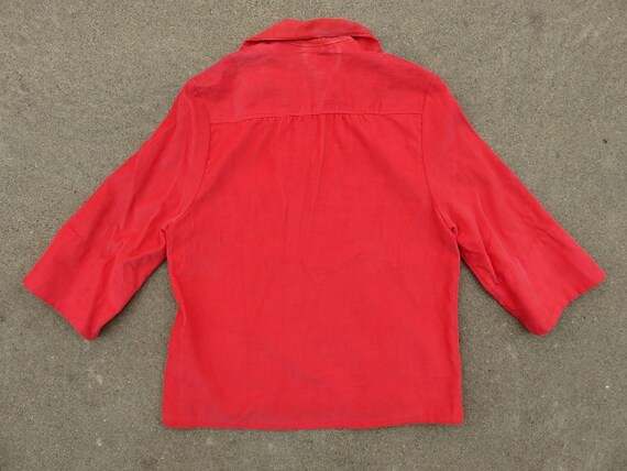 40s Coral Corduroy Zip up Shirt Jacket 