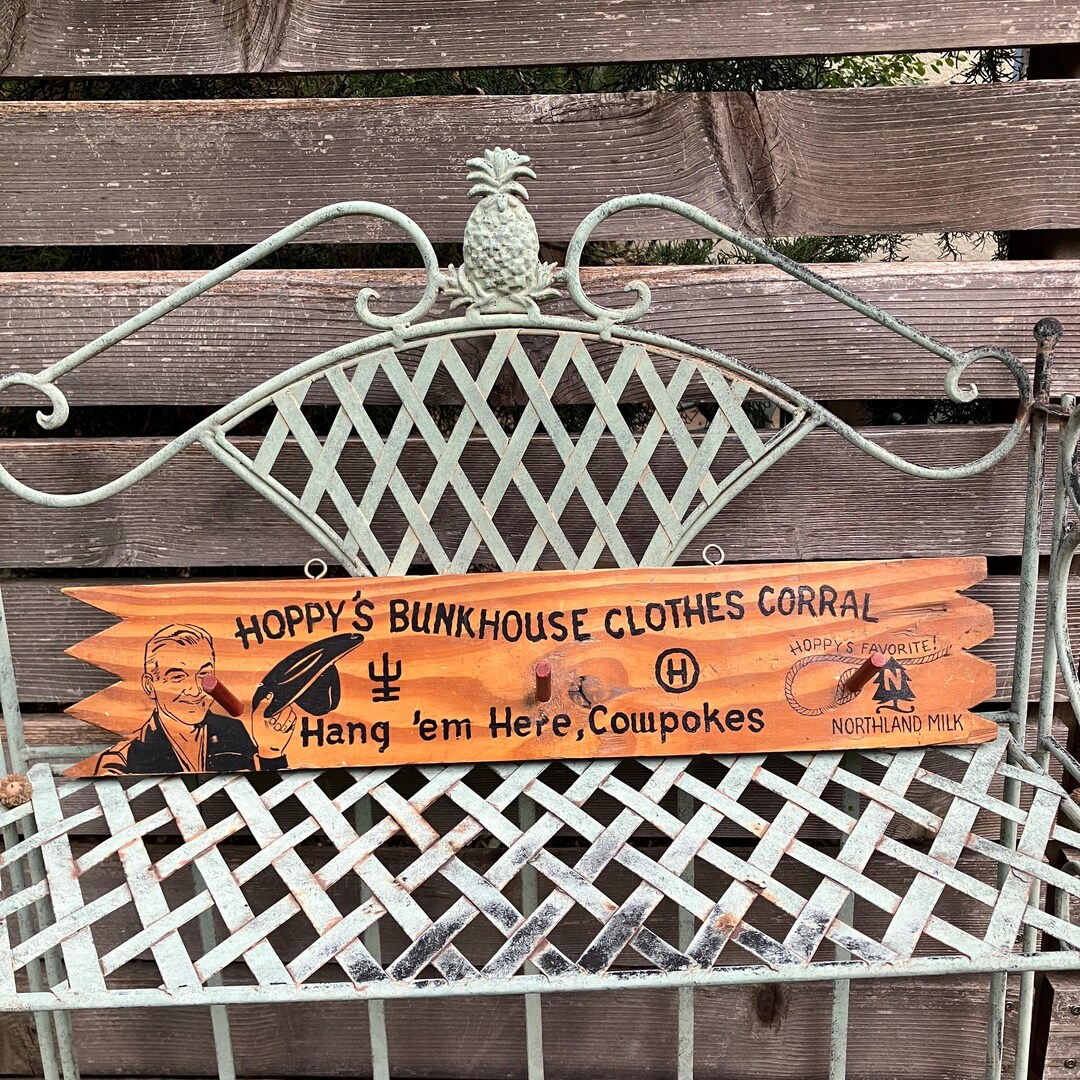 Vintage Hoppy's Bunkhouse Clothes Corral Wooden Coat Rack Hat Rack ...