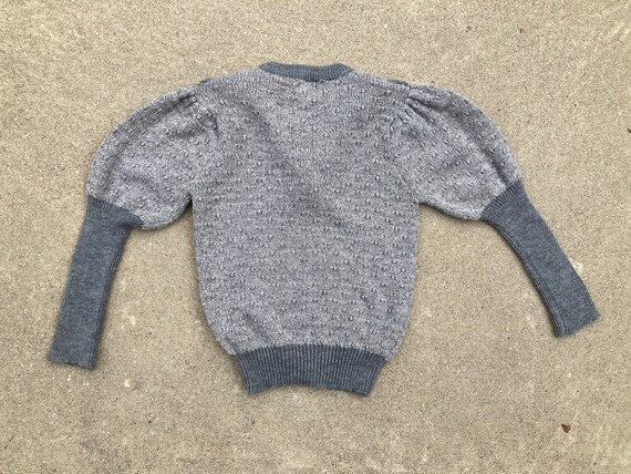 80s does Victorian Gray Mutton Sleeve Sweater Pop… - image 2