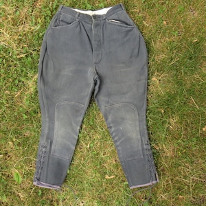 24&quot; 30s Antique Cotton Twill Jodhpurs Smokey Gray pants Trousers 1920s 1930s 20s