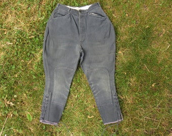 24&quot; 30s Antique Cotton Twill Jodhpurs Smokey Gray pants Trousers 1920s 1930s 20s