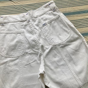 28&quot; 80s White Cotton Twill Lee Pants Baggy Jeans Wide Leg Pleated Front High Waist High Waters Skater Pants Streetwear 1980s 70s 1970s