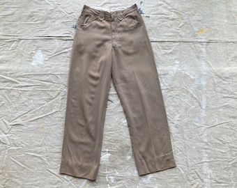 パンツ 50s vintage rayon gabardine slacks Blue rayon gabardine 1940s 50s mens pant Hollywood waist 36