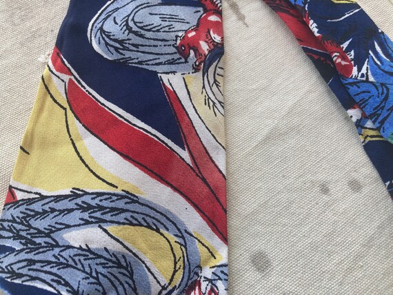 1940s Novelty Print Silk Tie Necktie Squirrel in … - image 3