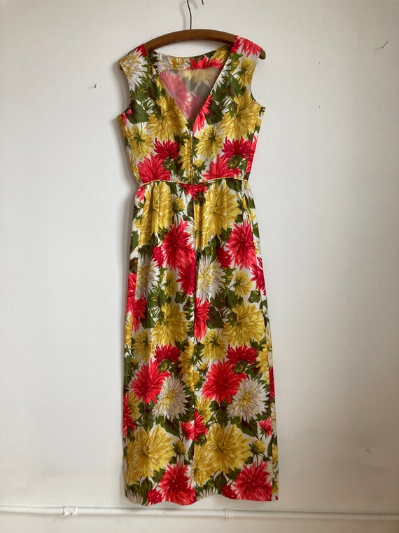 Gorgeous 60s Floral Print Dress Cutaway Hem Sleev… - image 5