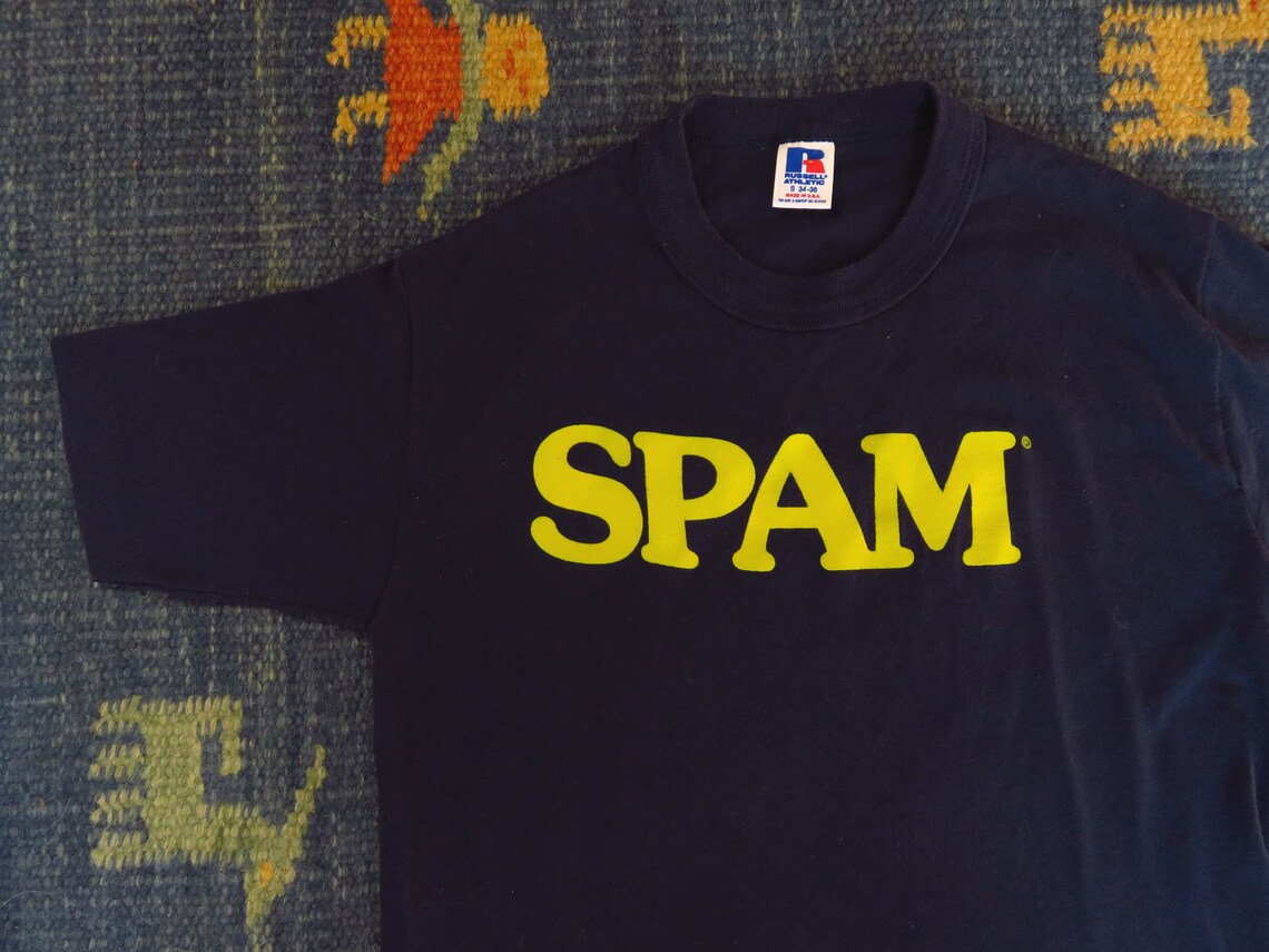 S 90s Spam Advertising TShirt Navy Blue Single Stitch Russell Etsy