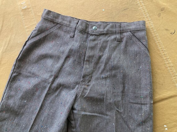 32" 70s Tweed Wide Leg Pants Rainbow Flecked Brow… - image 3