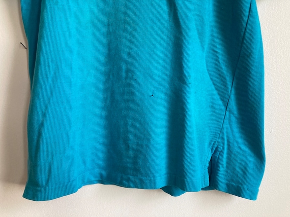 50s Munsingwear Pocket Tee Cotton Knit Turquoise … - image 8