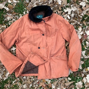L 1950s White Stag Cotton Jacket Fleece Shawl Collar Quilted Floral Lining Chore Coat Winter Insulated 50s