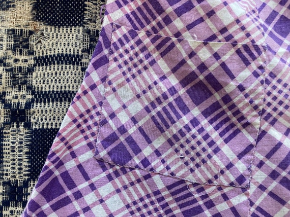 M 30s Pink & Purple Cotton Dress Puff Sleeves Han… - image 8