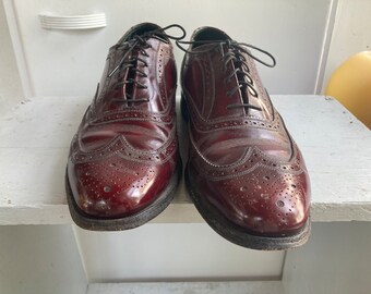 Size 7D 50s Florsheim Wingtip Oxfords Oxblood Leather Dress Shoes 