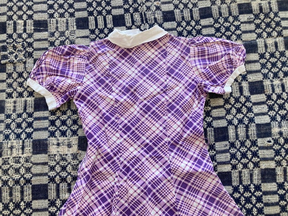 M 30s Pink & Purple Cotton Dress Puff Sleeves Han… - image 6