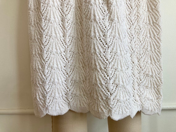 Vintage White Cotton Crochet Skirt Midi Length Cr… - image 5