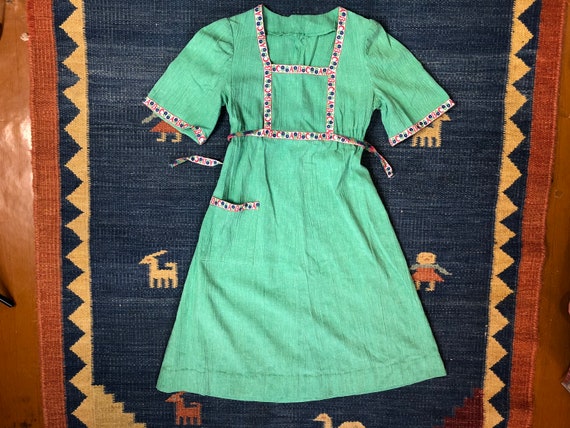 1940s Apple Green ABC Puff Shoulder Dress, Teacher