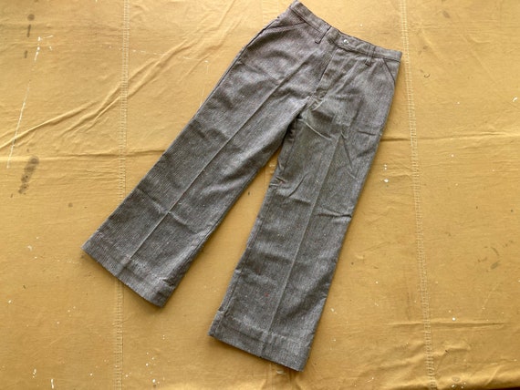 32" 70s Tweed Wide Leg Pants Rainbow Flecked Brow… - image 1