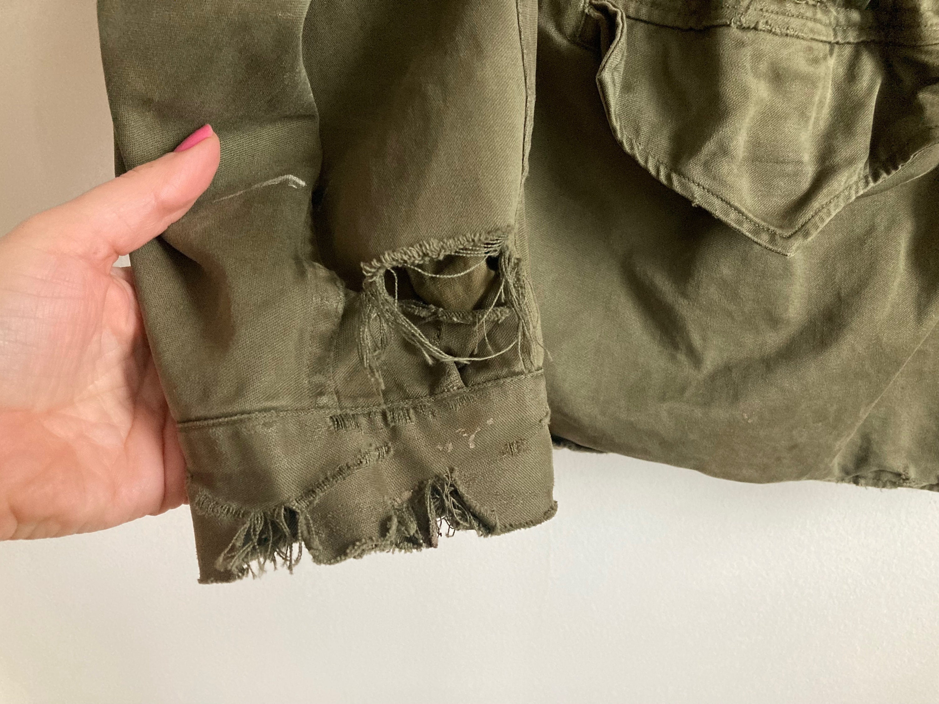 1950s Womens Field Jacket M-51 Korean War Cotton Sateen Thrashed