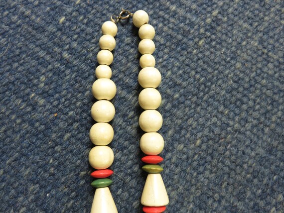 70s Bohemian Beaded Necklace, Long, Chunky Wooden… - image 3