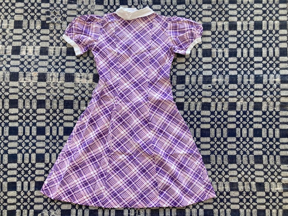 M 30s Pink & Purple Cotton Dress Puff Sleeves Han… - image 4