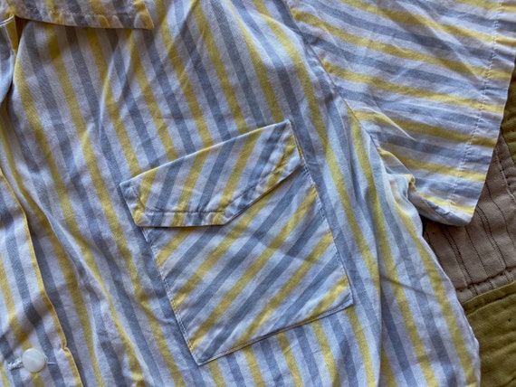 M 1940s Striped Cotton Button Front Blouse with F… - image 6