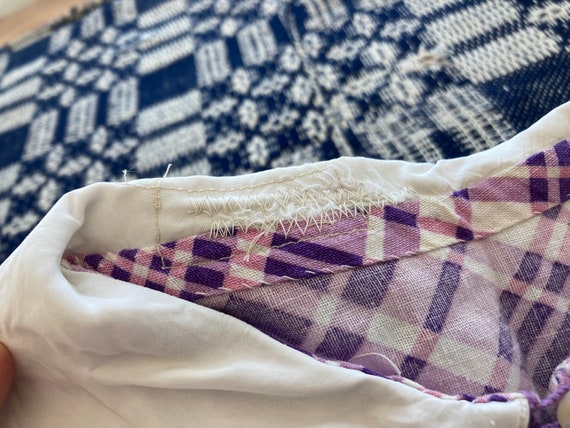 M 30s Pink & Purple Cotton Dress Puff Sleeves Han… - image 10