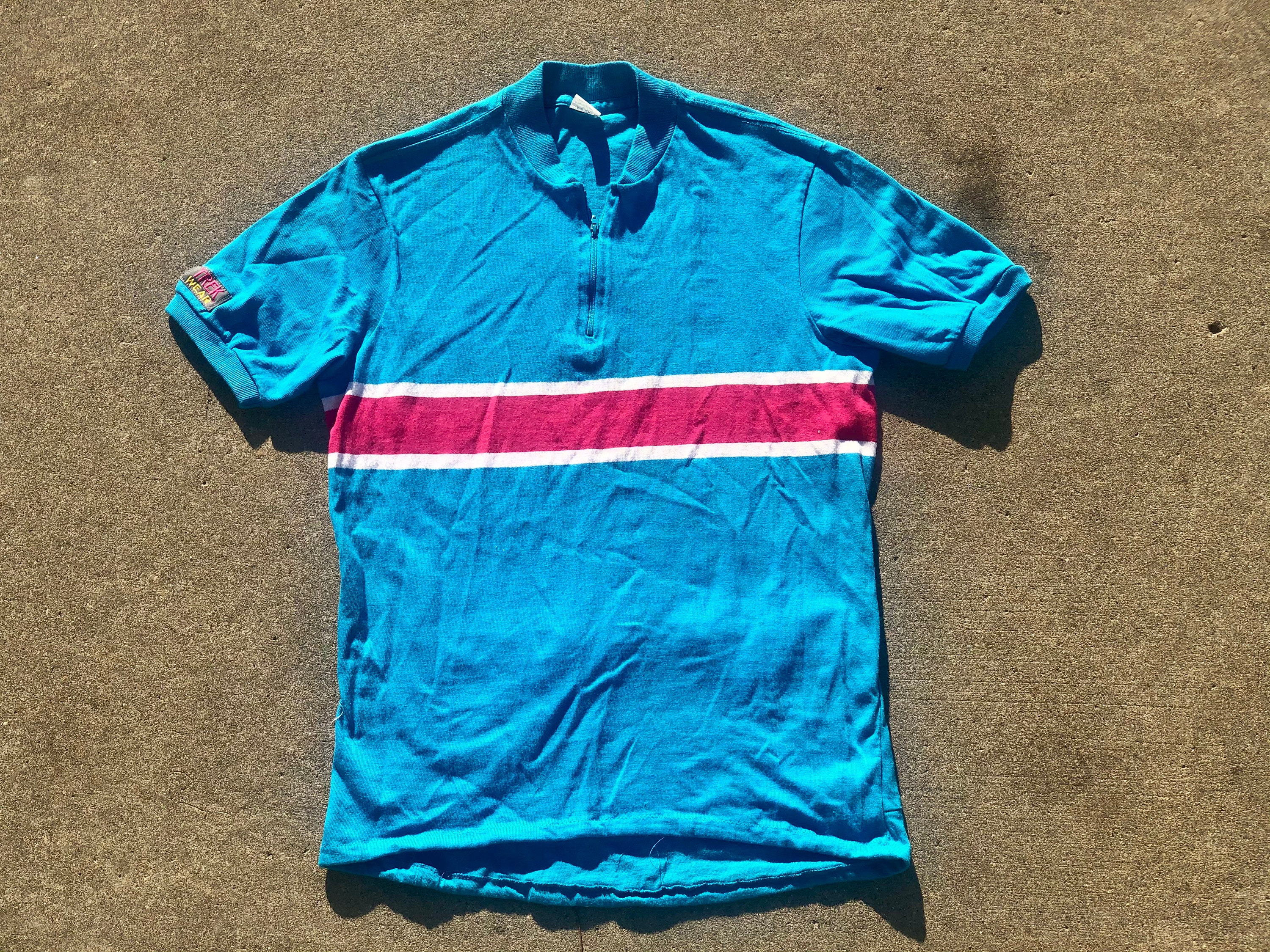 アルミジップ 70s Eurovintage cycling shirt 70s 1/4 Zip Cycling Shirt, Color Block Ringer Tee Striped T