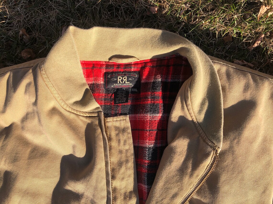 XXL 90s Double RL RRL Flannel Lined Bomber Jacket Polo Ralph Etsy