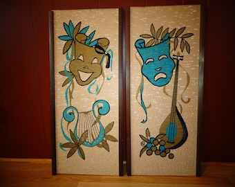 Mid-Century (MCM) 1950's Drama Masks Joyart Co. Wall Hangings
