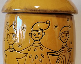 Vintage 60's Pixie Elves Christmas Cookie Jar