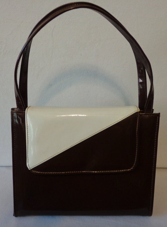 Brown/Creme Small Handbag 50's- 60's - image 1