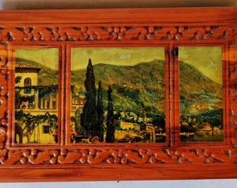 Vintage (MCM) Italian Scene Wooden Jewelry Box 1960's