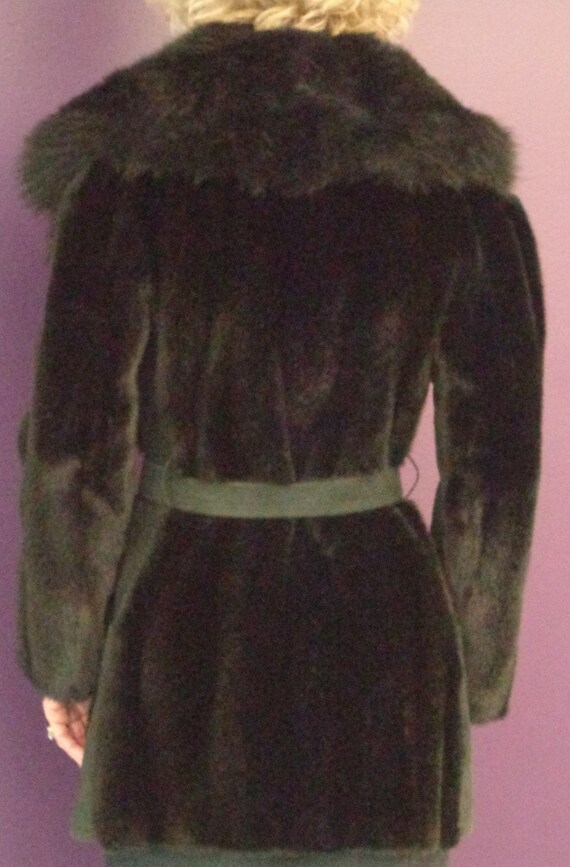 Inky Black Lambs Wool & Faux Fur Coat - image 2