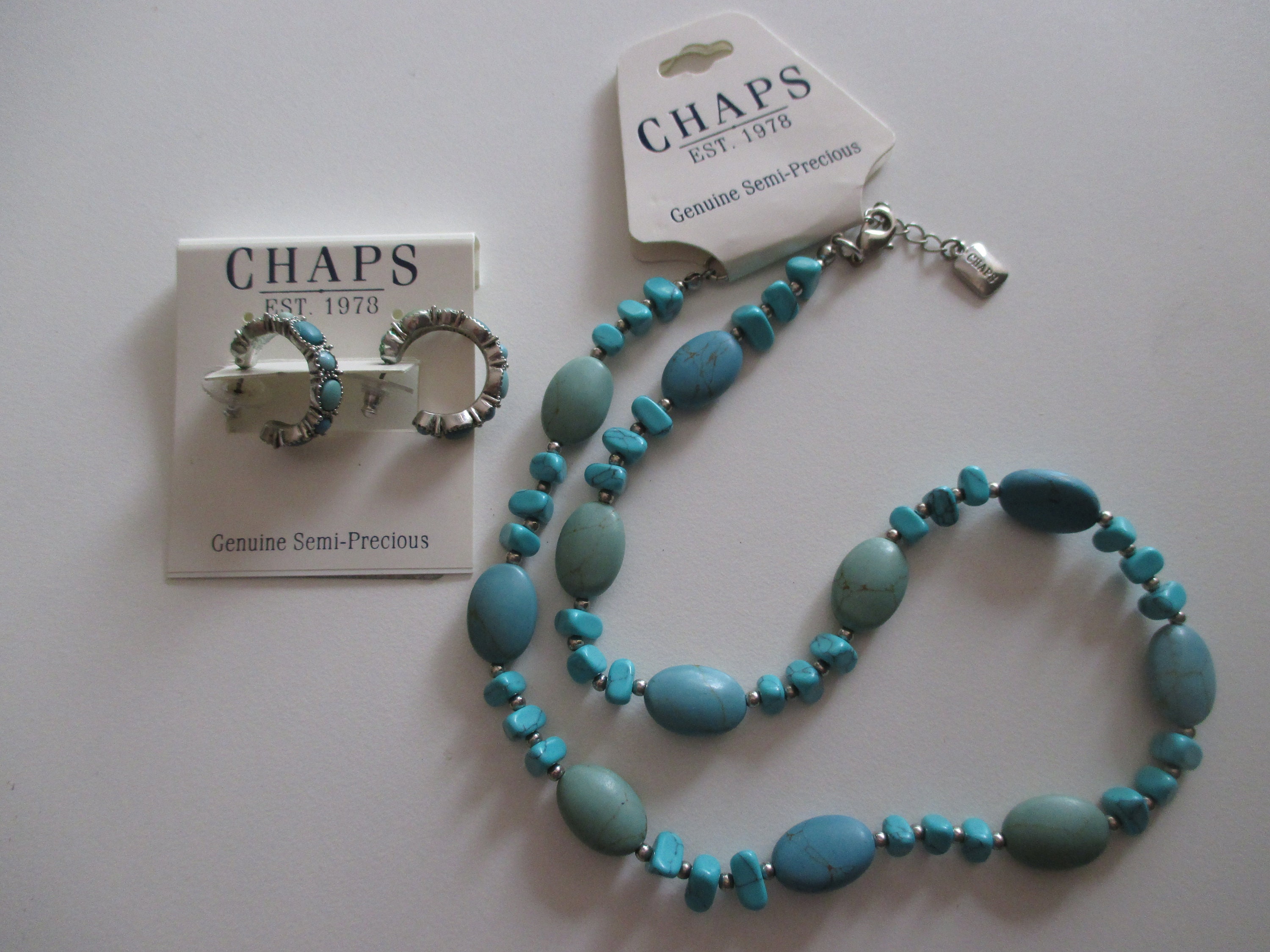 Chaps Women´s Silvertone 22mm Wide Chain Set Click it Hoop Earrings-