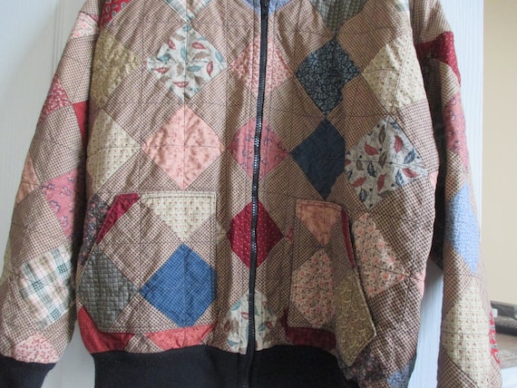 Vintage patchwork bomber style quilted jacket, fal
