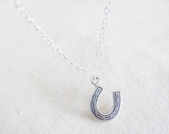 Small Dainty Horseshoe Charm Necklace, Charm Necklace, Dainty Necklace, Horseshoe Charm Necklace, Bridemaid Necklace,