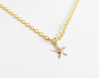 Tiny Gold Filled Starfish Necklace, Starfish Necklace, Dainty Necklace, Bridesmaid Necklace, Small Necklace, Starfish Charm Necklace