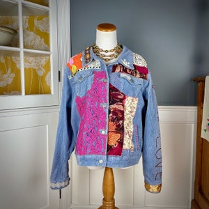Upcycled Jacket, Boho Clothing, Hippie Clothes, Jackets for Women Embroidered, Upcycled Clothing for Women, Bohemian Clothing, Size XL