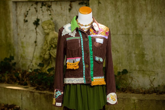 Recycled Clothing - Refashioned Clothing - Hippie Boho Clothing Gypsy - Upcycled Jean Jacket - Medium