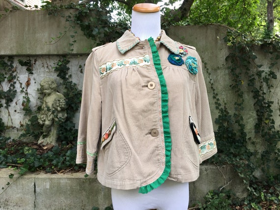Boho Ropa Hippie Ropa Reciclada Ropa de Mujer Upcycled Chaqueta Beige Upcycled Pequeno Etsy Mexico