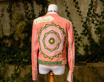 Embroidery Jacket - Recycled Clothes - Hippie Clothes Women - Upcycled Clothing for Women - Medium