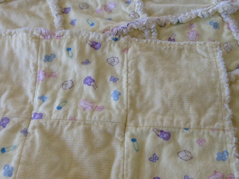 Yellow Baby Items Rag Quilt